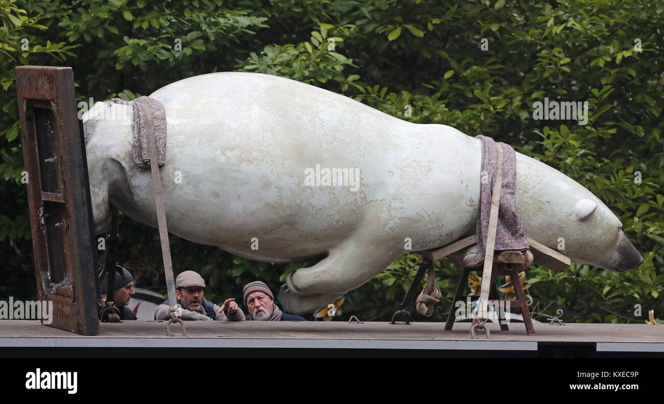 Boris, a 12 ft, 700 kg bronze polar bear based on the largest polar