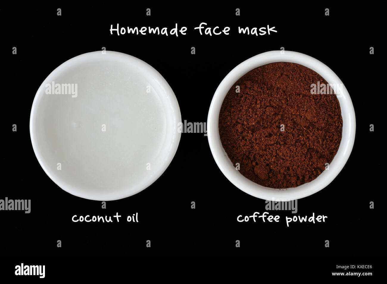 Homemade face mask made out of coconut oil and coffee powder - Black  background Stock Photo - Alamy