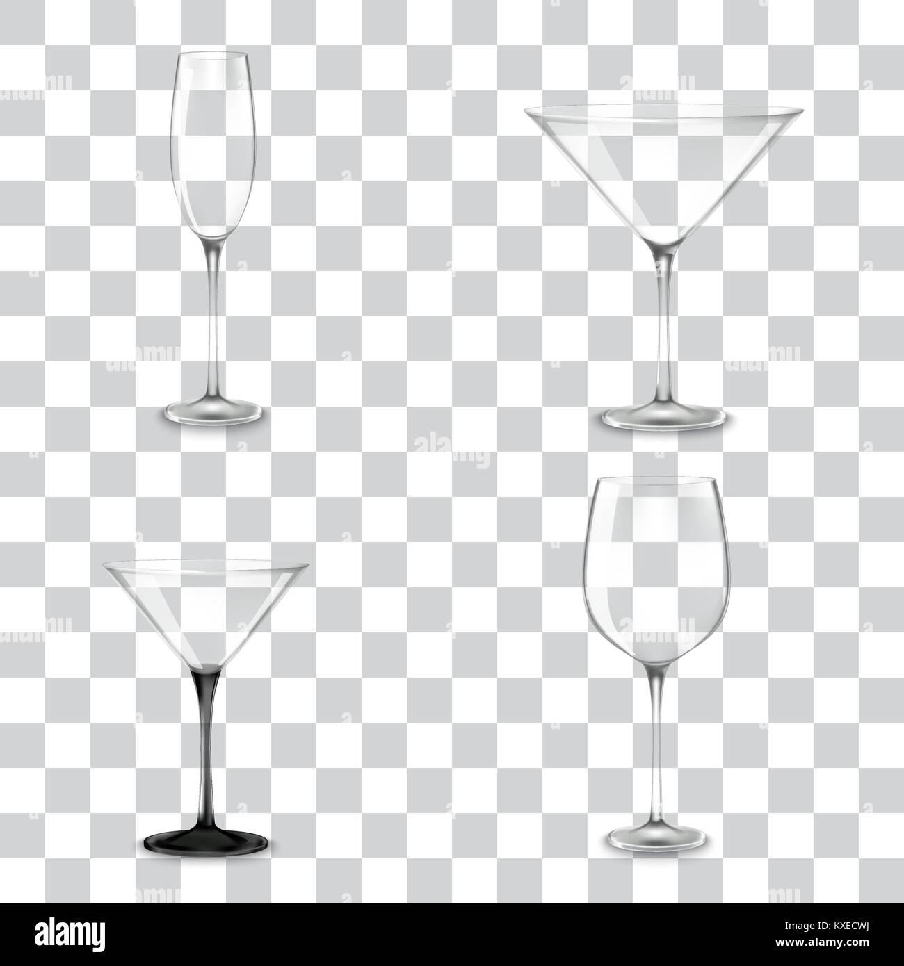 Set of cocktail glasses for alcohol Stock Vector