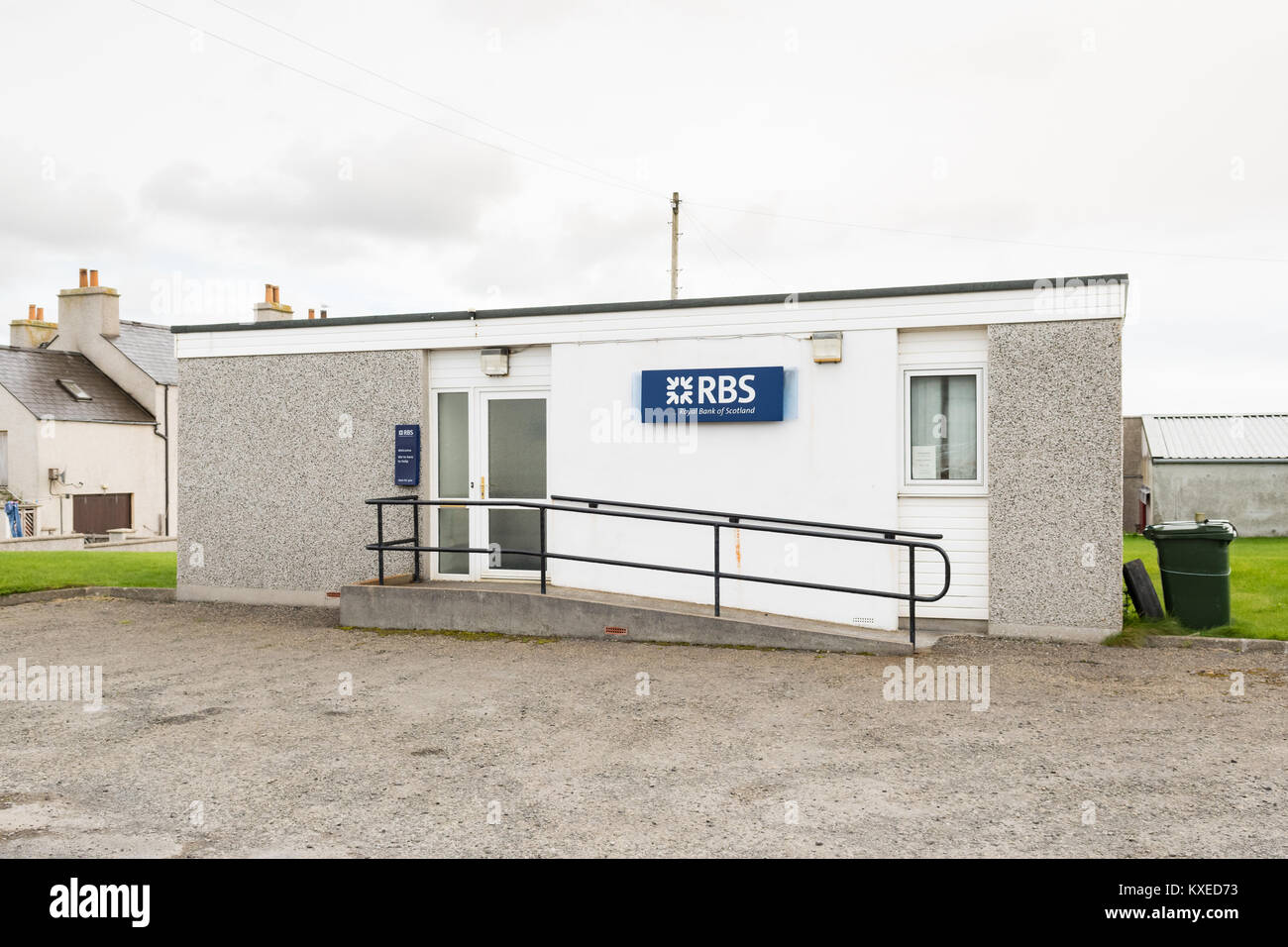 RBS Pierowall branch on the remote island of Westray, Orkney Islands, Scotland, UK - branch staff travel by plane from the Orkney mainland Stock Photo