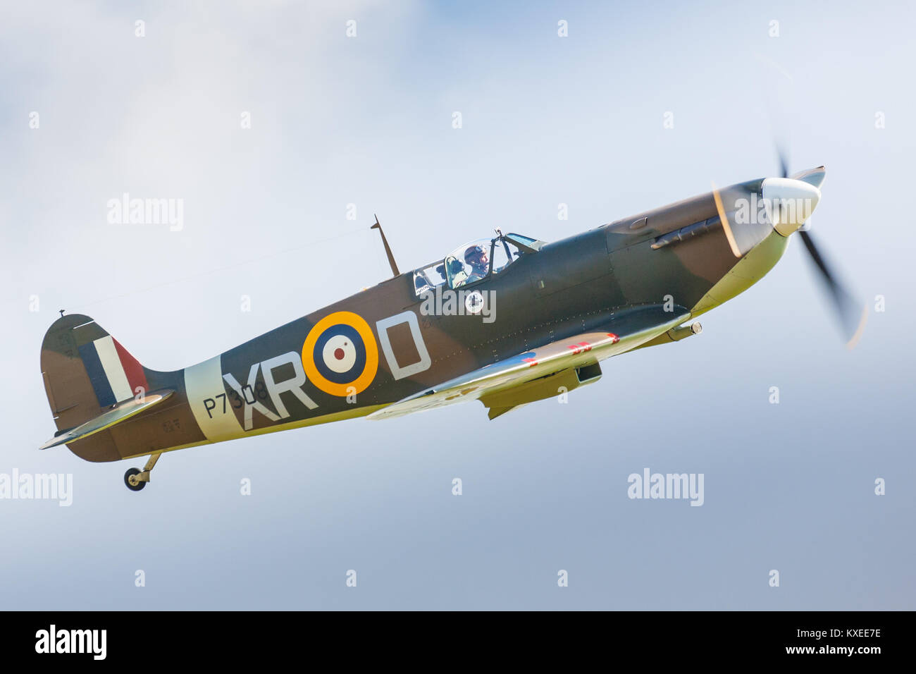 Spitfire F Mk.Ia. Battle of Britain 75th anniversary at Goodwood (RAF Westhampnett) Stock Photo