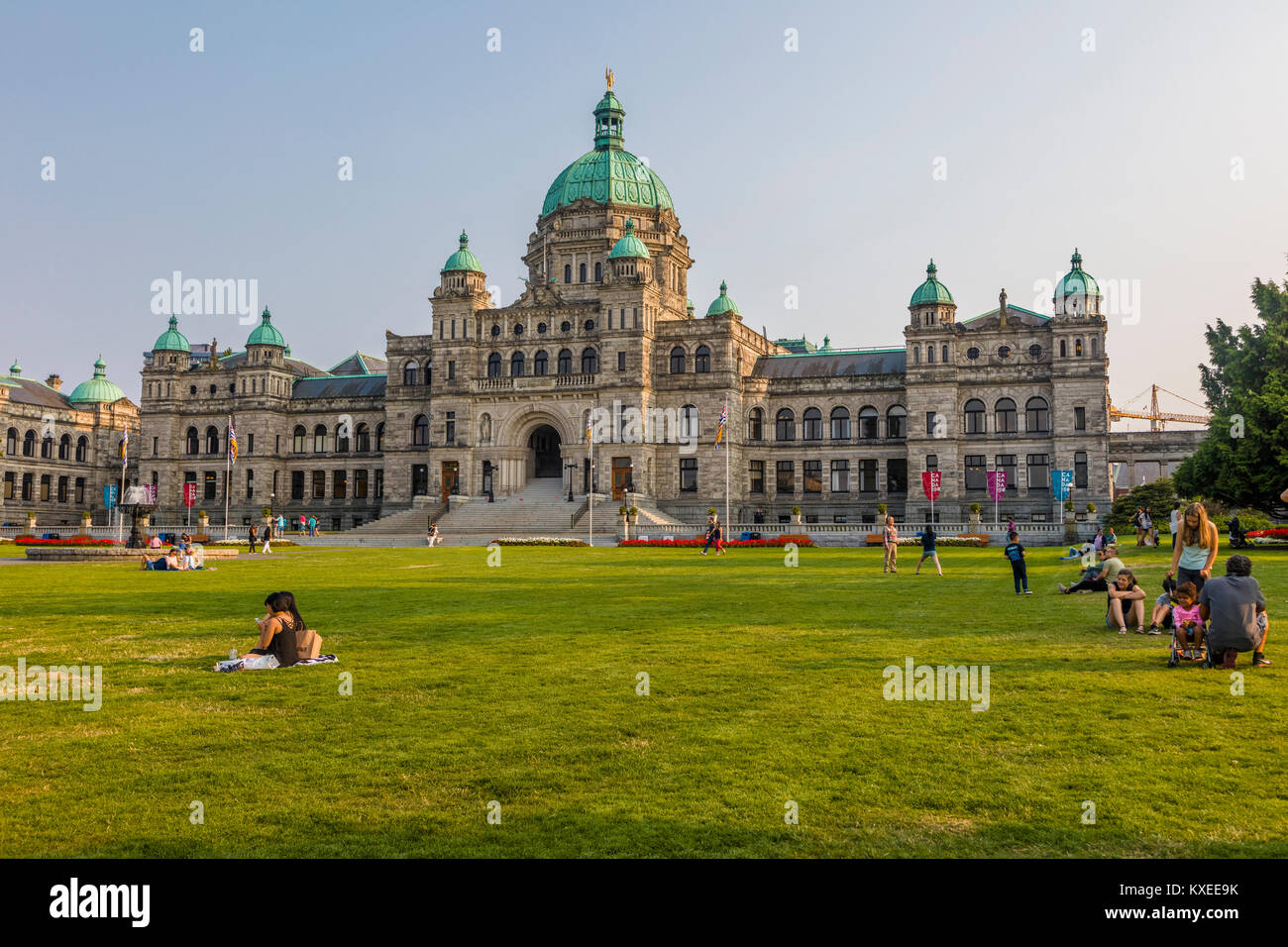 The British Columbia Parliament Building in Victoria known as the Garden City on Vancouver Island in British Columbia, Canada Stock Photo