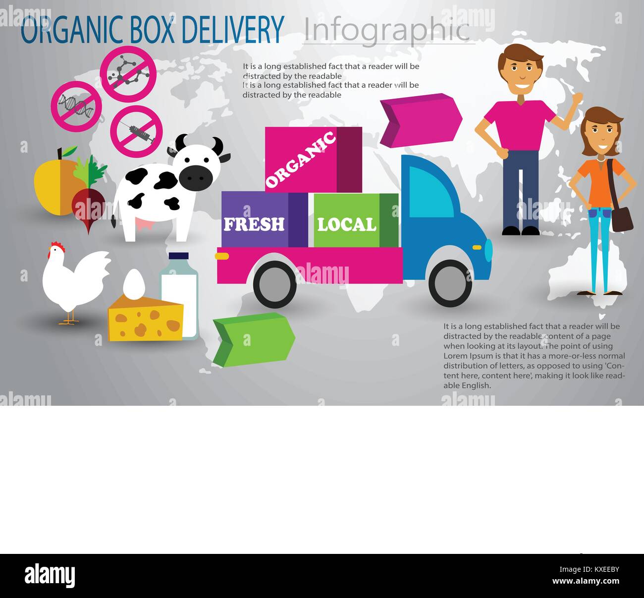 Organic food box delivery infographic concept Stock Vector Image & Art