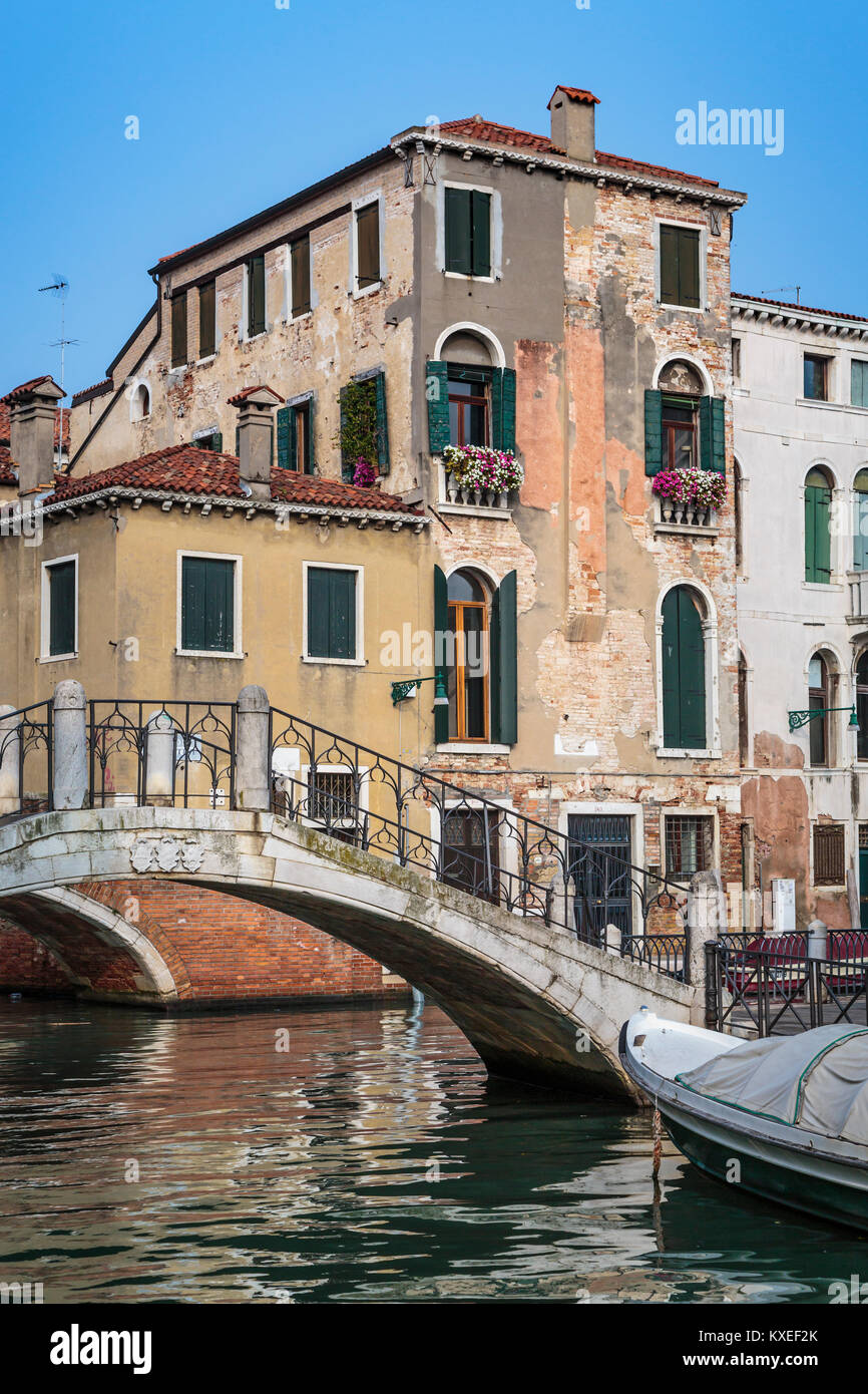 A scene along the Grand Canal in Veneto, Venice, Italy, Europe, Stock Photo