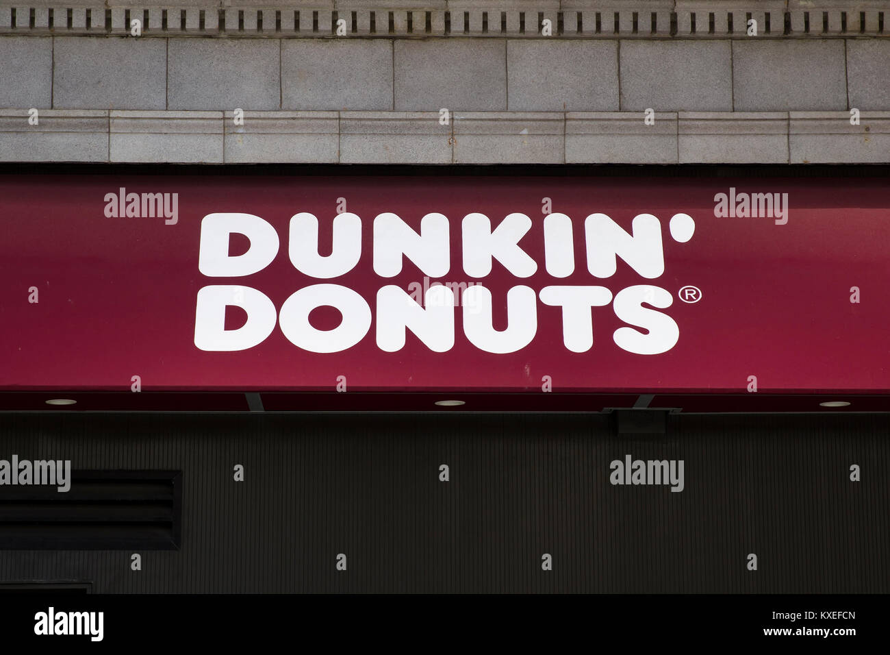 NEW YORK, USA AUGUST 24, 2017 Detail of the Dunkin Donuts store in