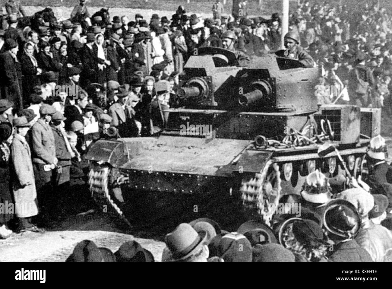 01938 Vickers Mark E Type A light tanks in Polish service, Zaolzie Stock Photo