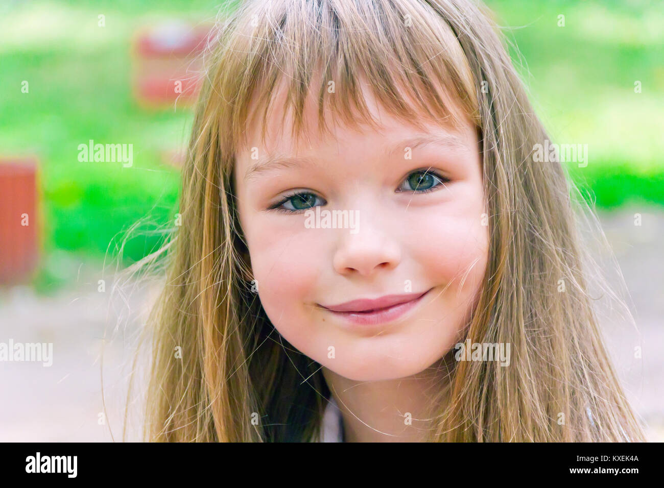 Photo of cute girl with long hair Stock Photo - Alamy