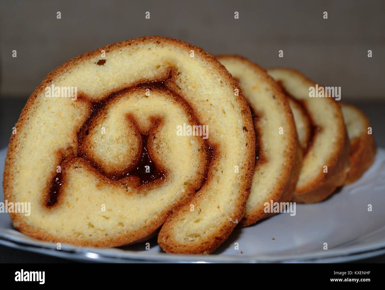 homemade cake with jam Stock Photo Alamy