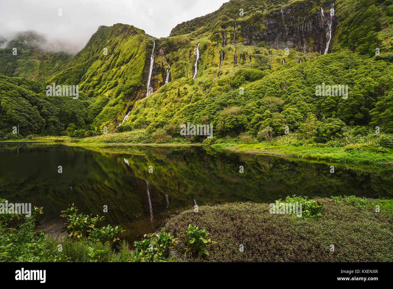 Lagoon Poco da Ribeira do Ferreiro, Poço da Alagoinha, Lagoa das Patas on the west coast of Ilha das Flores, Flores Island Stock Photo