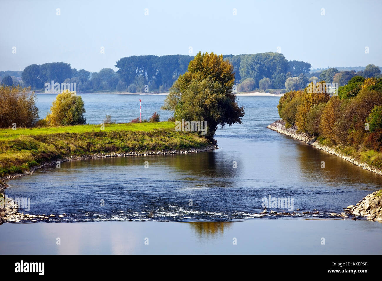 Lippe estuary in the Rhine, Wesel, Lower Rhine, Ruhr area, North Rhine-Westphalia, Germany Stock Photo