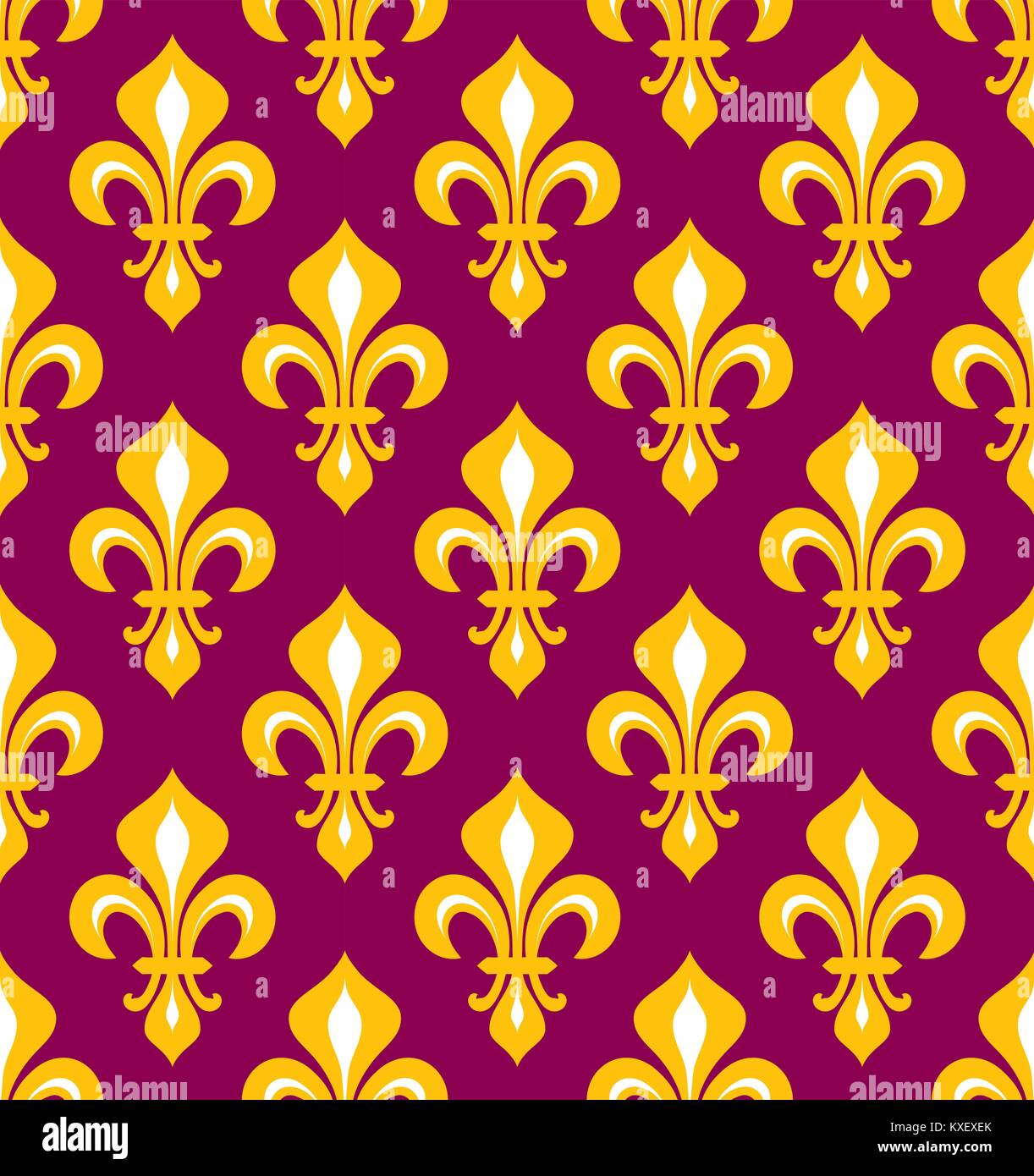 Royal heraldic Lilies (Fleur-de-lis) — purple and gold, seamless ...