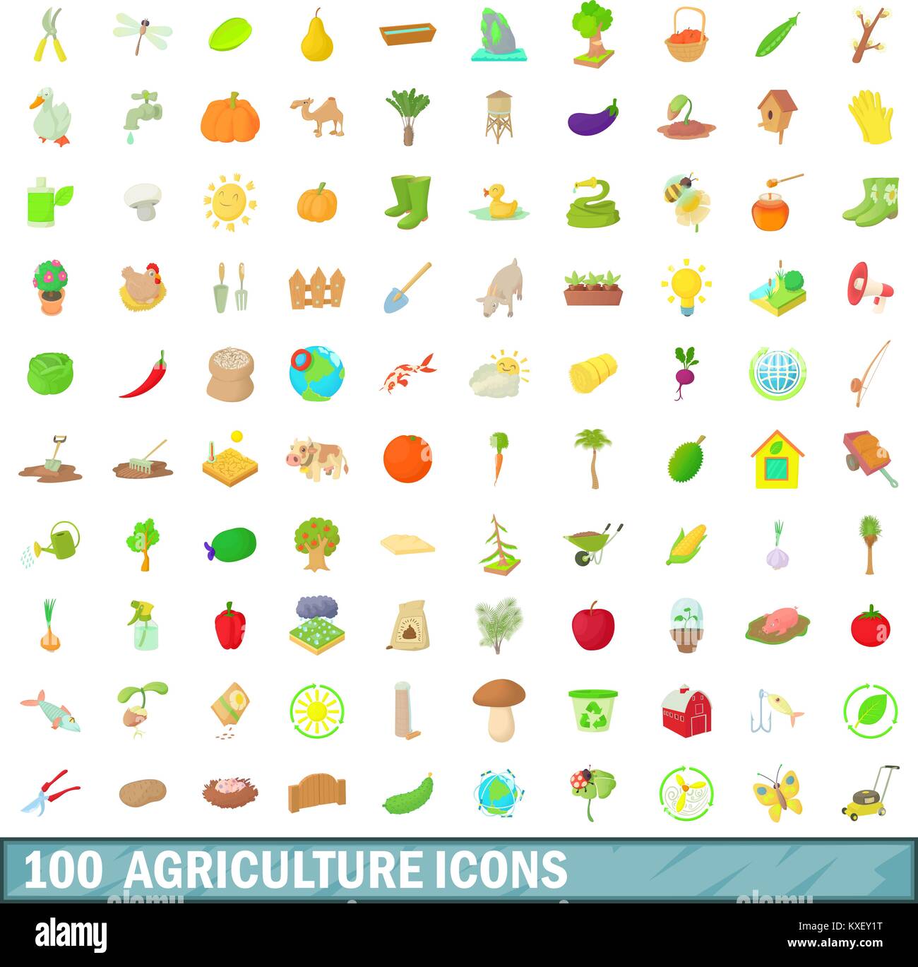100 agriculture icons set, cartoon style Stock Vector Image & Art - Alamy