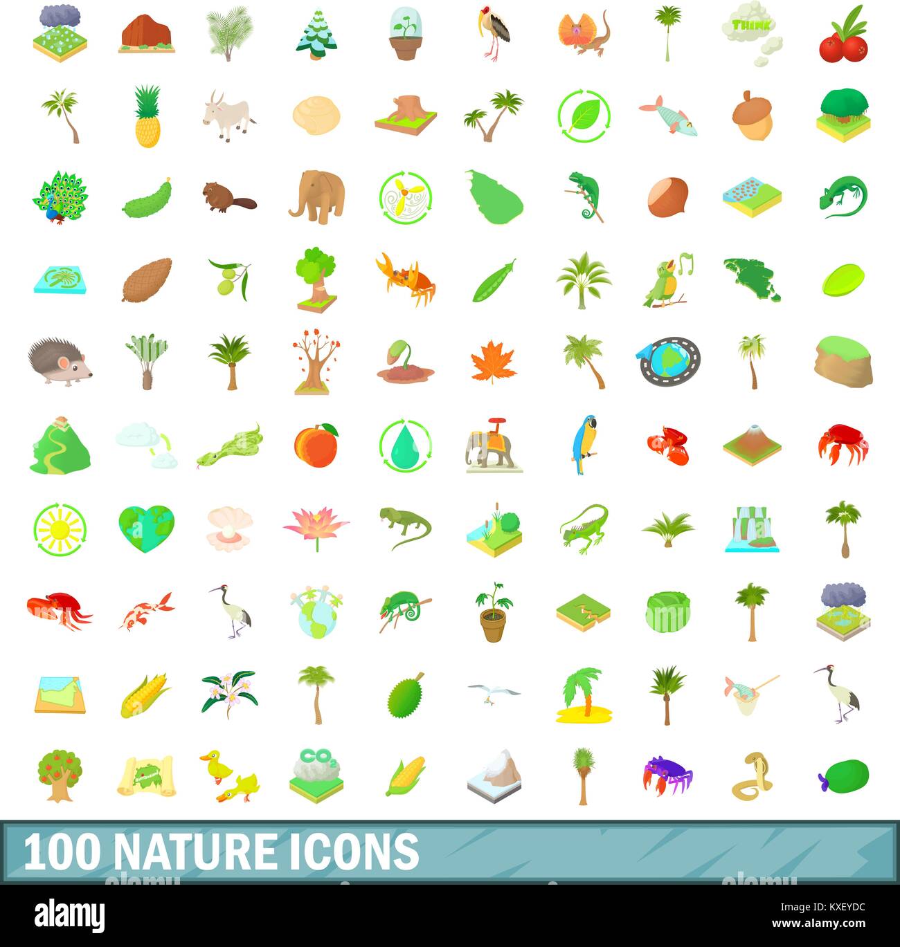 100 nature icons set, cartoon style Stock Vector Image & Art - Alamy