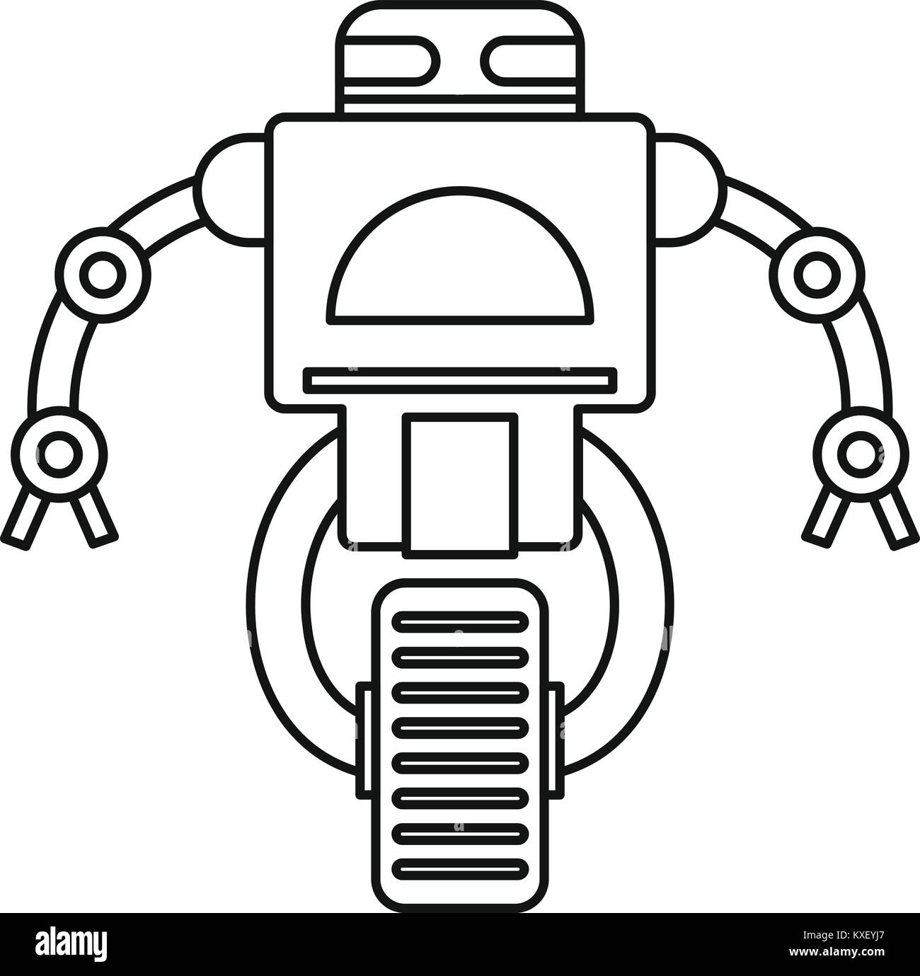 Robot on wheel icon, outline style Stock Vector Image & Art - Alamy