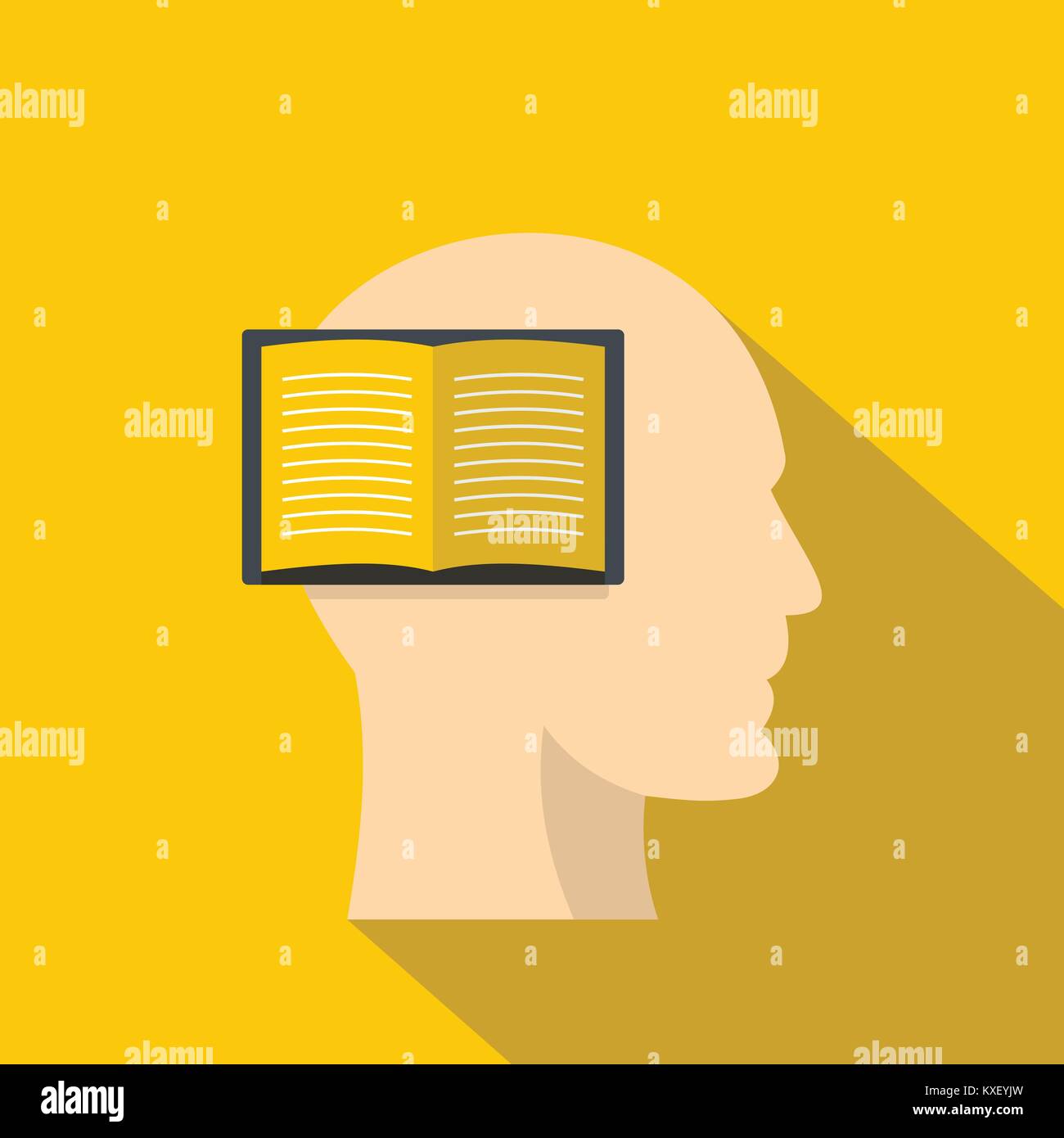 Open book inside a man head icon, flat style Stock Vector Image & Art ...