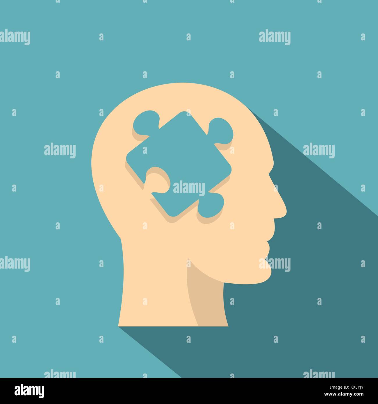 Head silhouette with jigsaw puzzle icon flat style Stock Vector Image ...