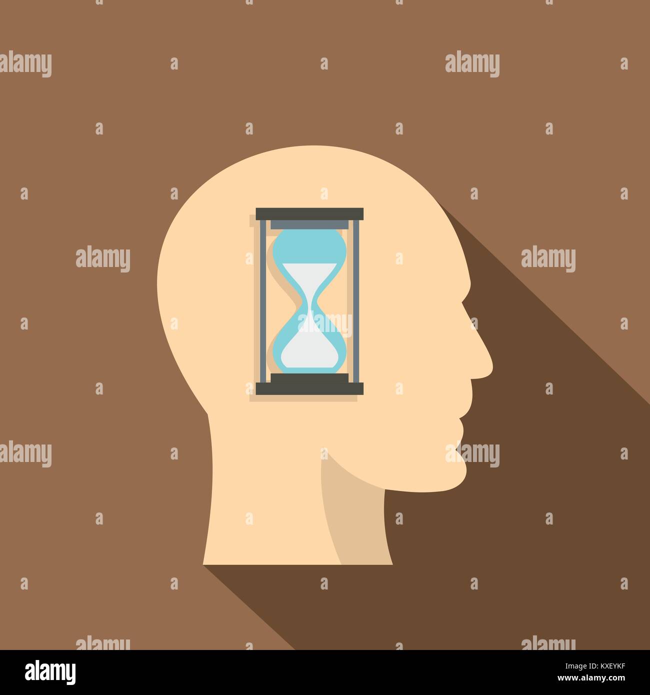 Sandglass inside a man head icon, flat style Stock Vector Image & Art