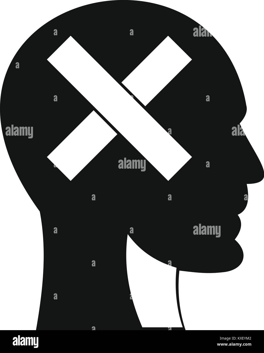 Human head with cross inside icon, simple style Stock Vector Image ...