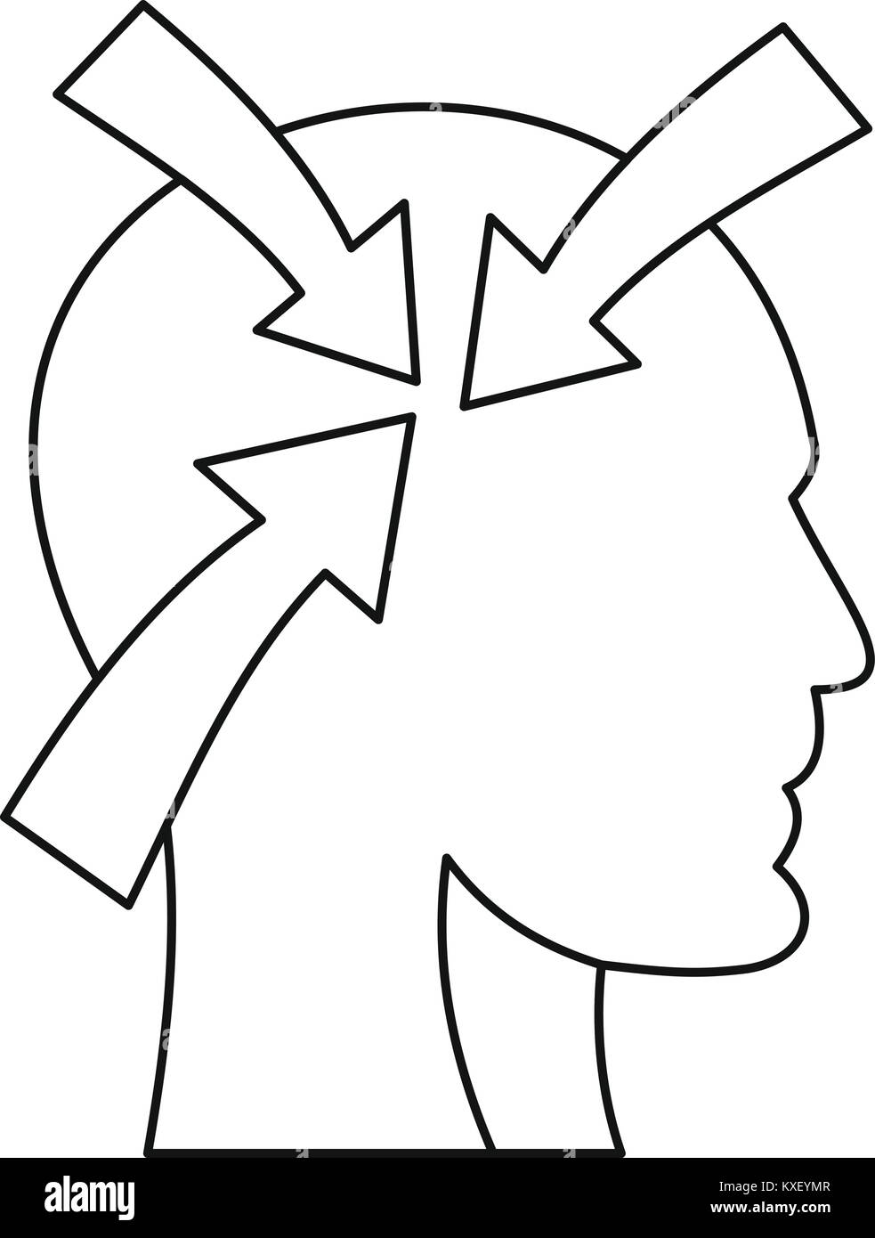 Arrows inside human head icon, outline style Stock Vector Image & Art ...