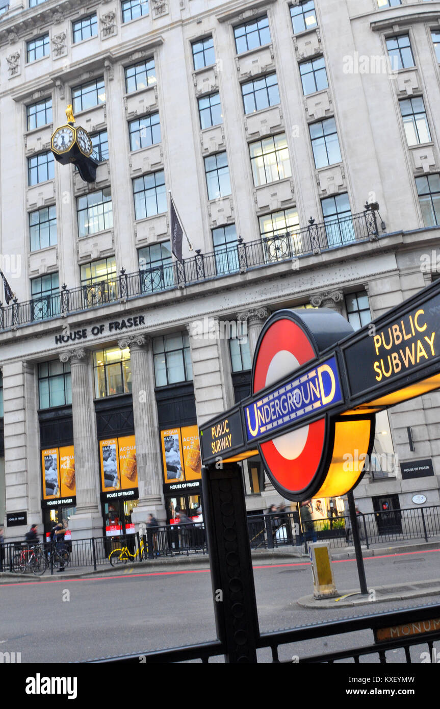 House of Fraser flagship store next to monument tube station in the