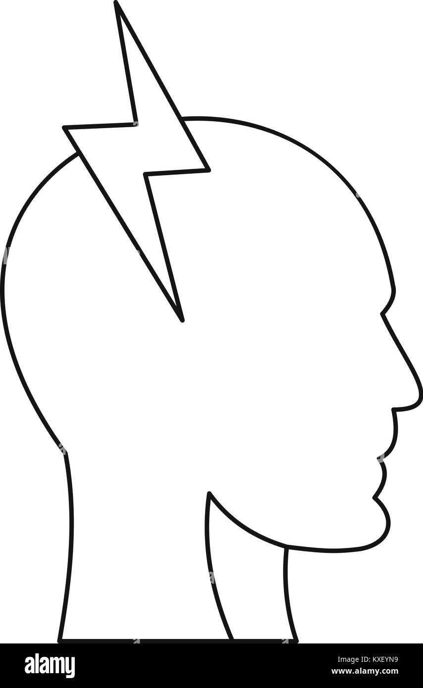 Electrical power in human head icon, outline style Stock Vector Image