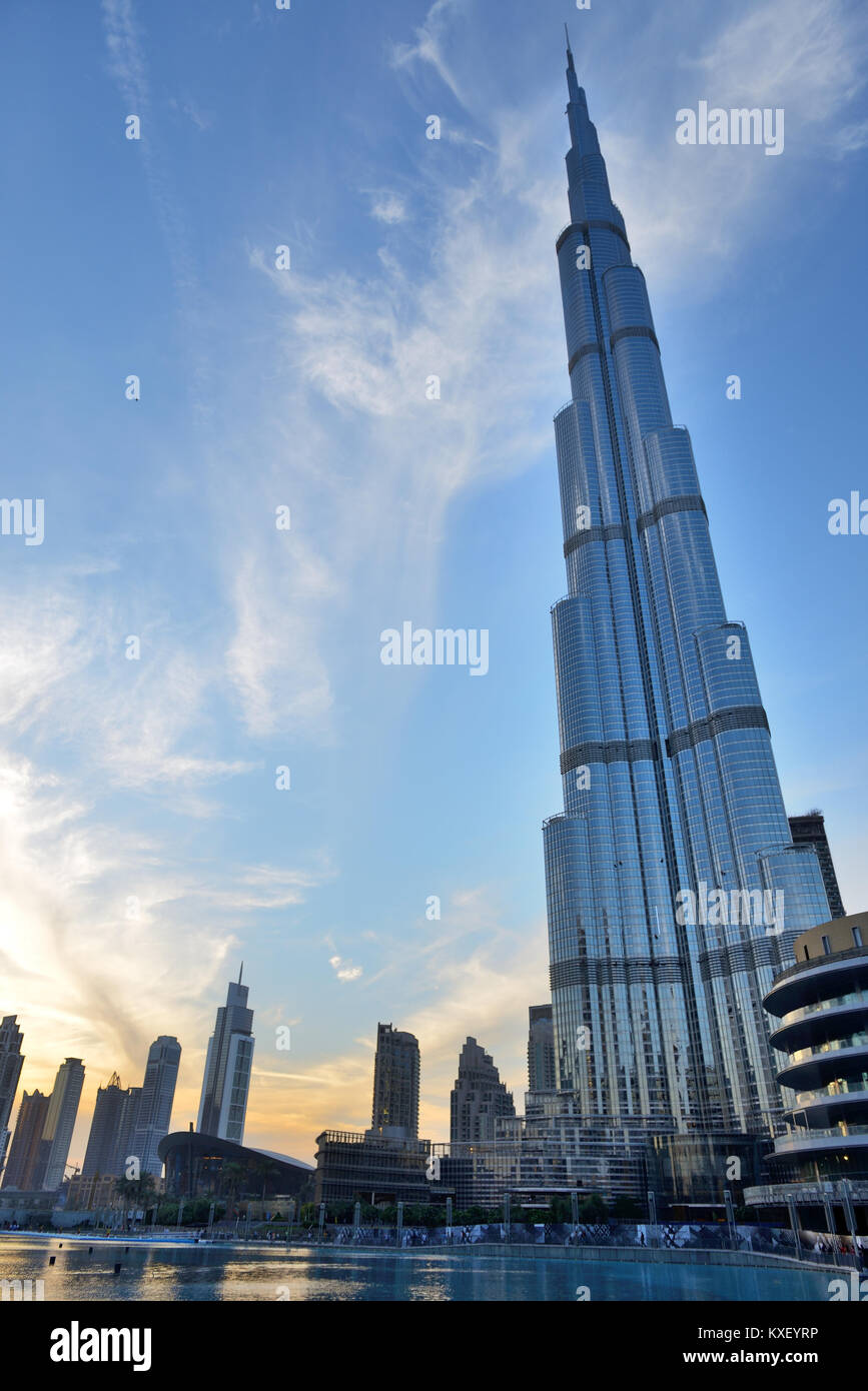Dubai Uae November 19 The View On Burj Khalifa In Sunset It