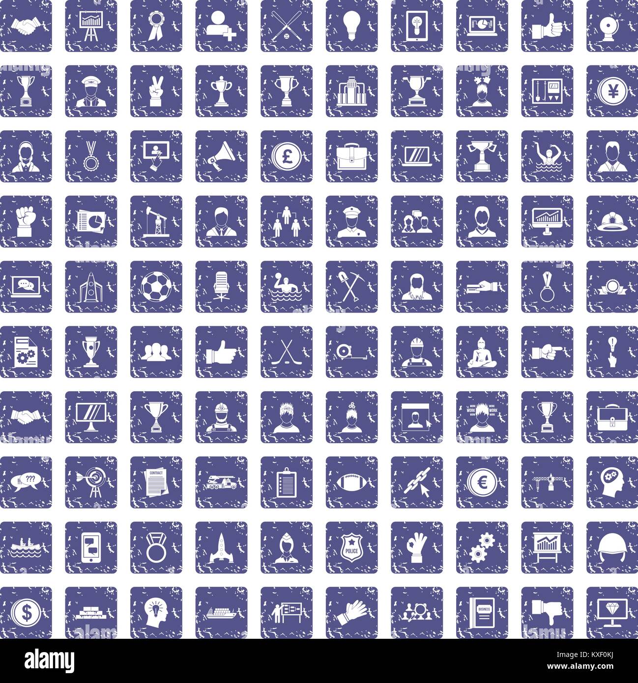 100 leadership icons set grunge sapphire Stock Vector Image & Art - Alamy