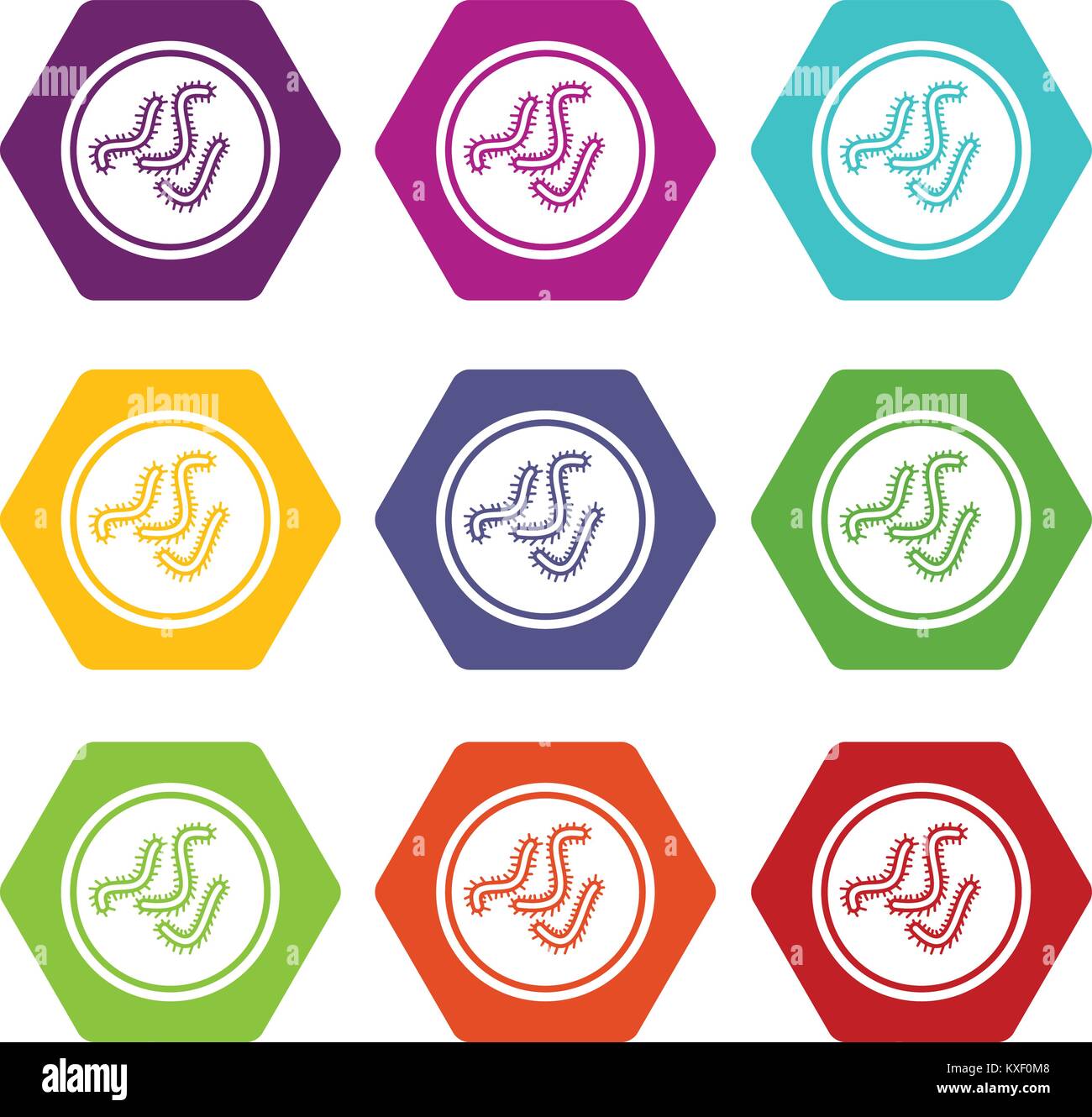 Lot of bacteria icon set color hexahedron Stock Vector Image & Art - Alamy