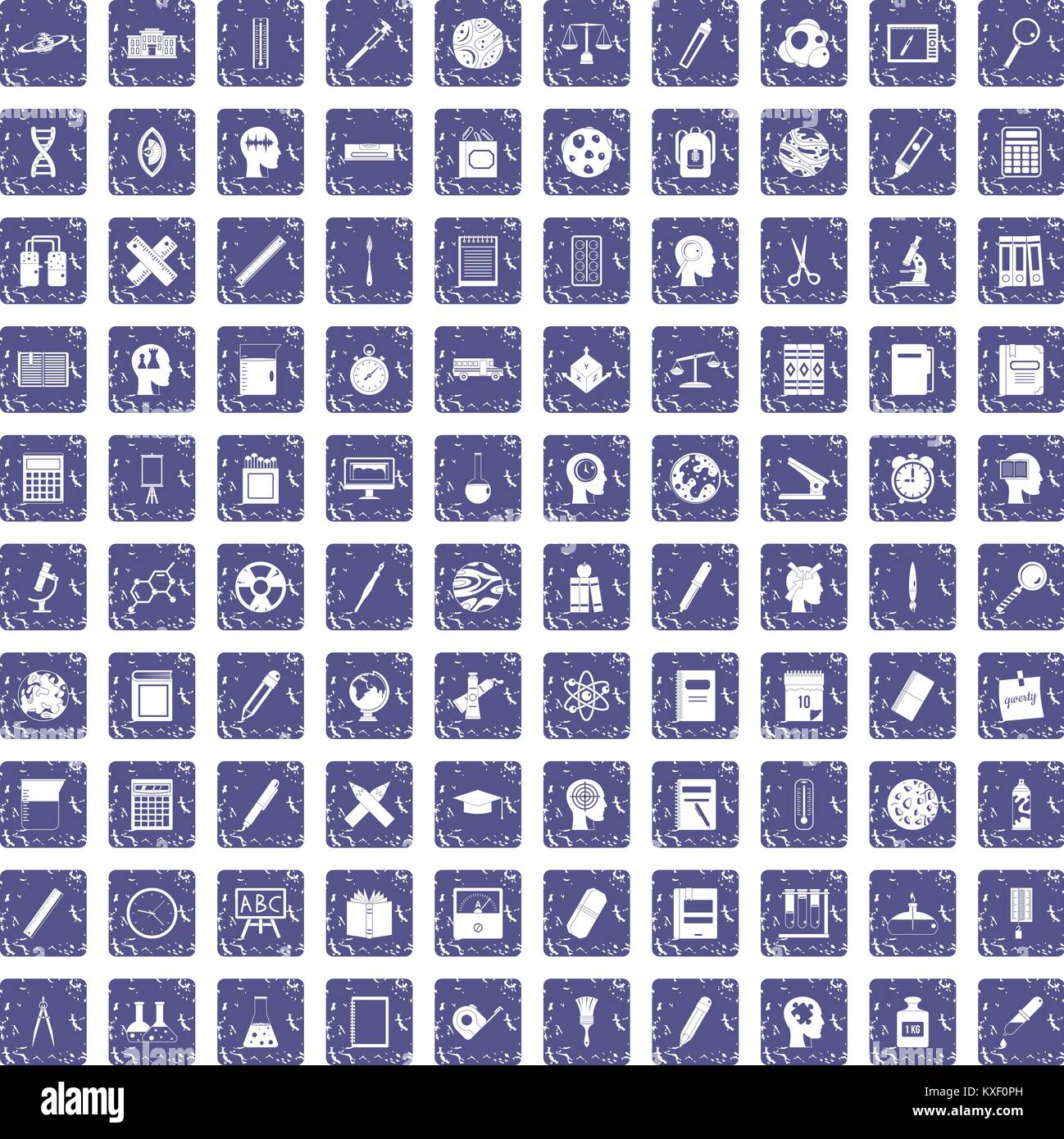100 learning icons set grunge sapphire Stock Vector Image & Art - Alamy