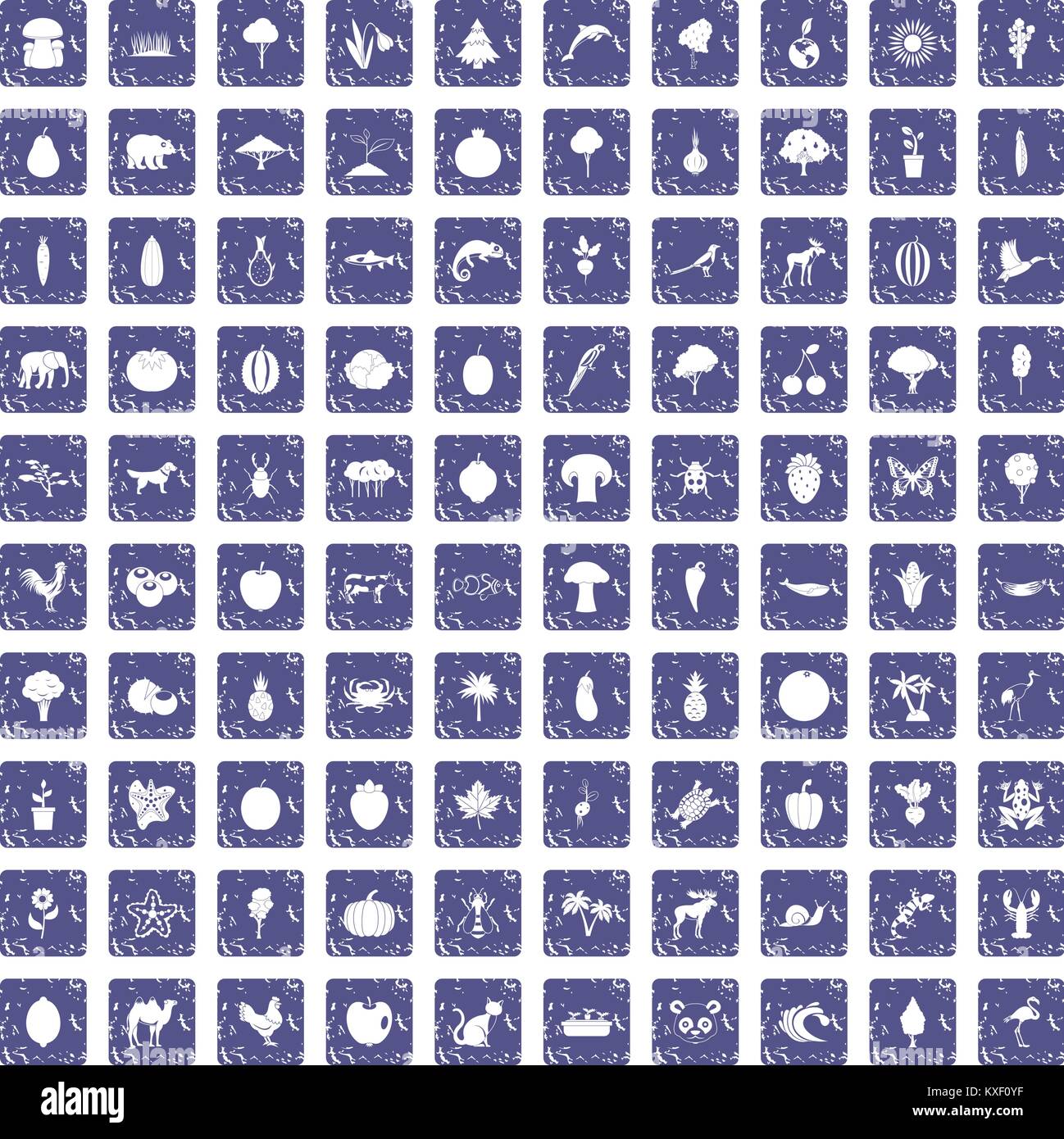 100 live nature icons set grunge sapphire Stock Vector Image & Art - Alamy