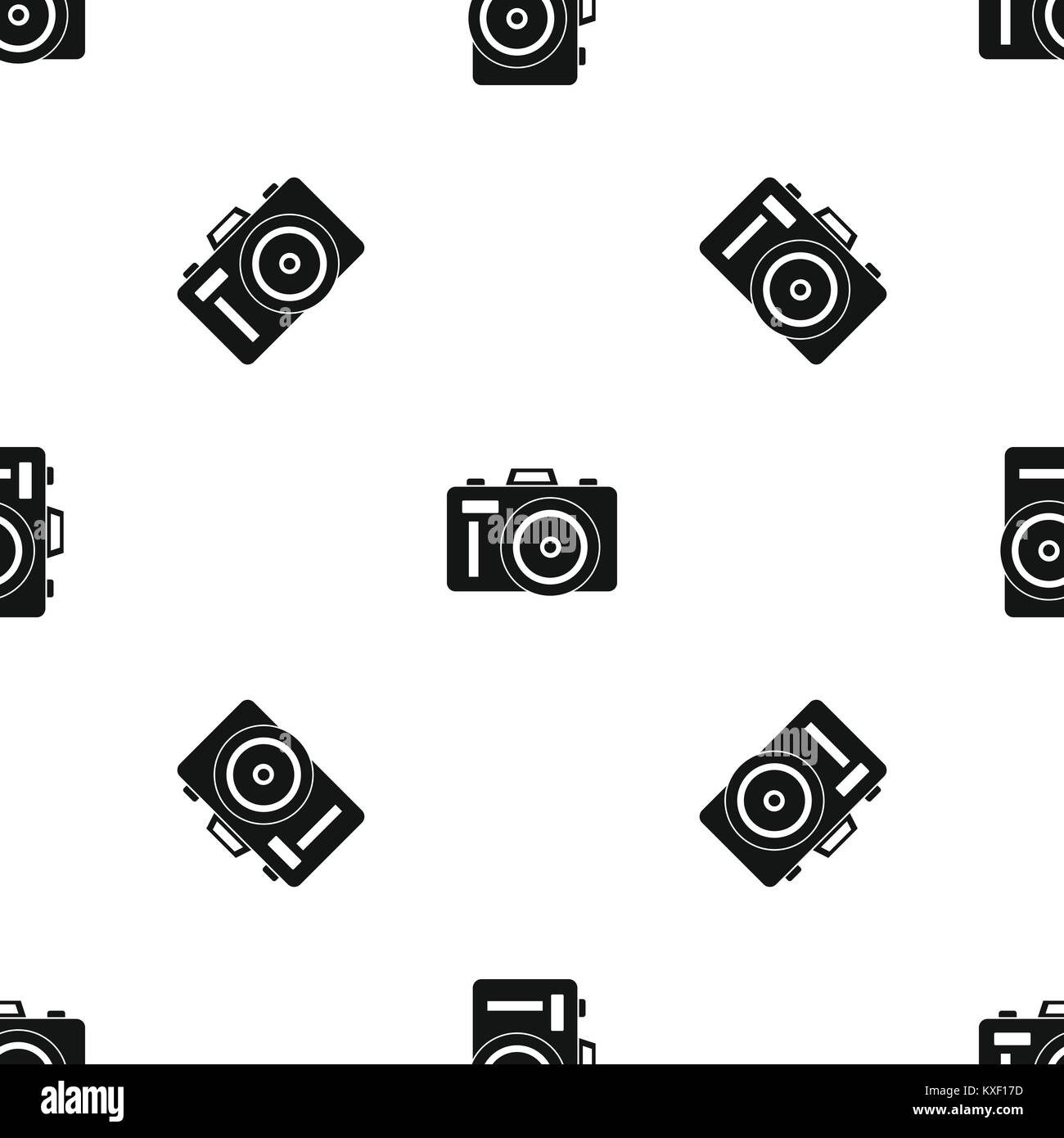 Photocamera pattern seamless black Stock Vector