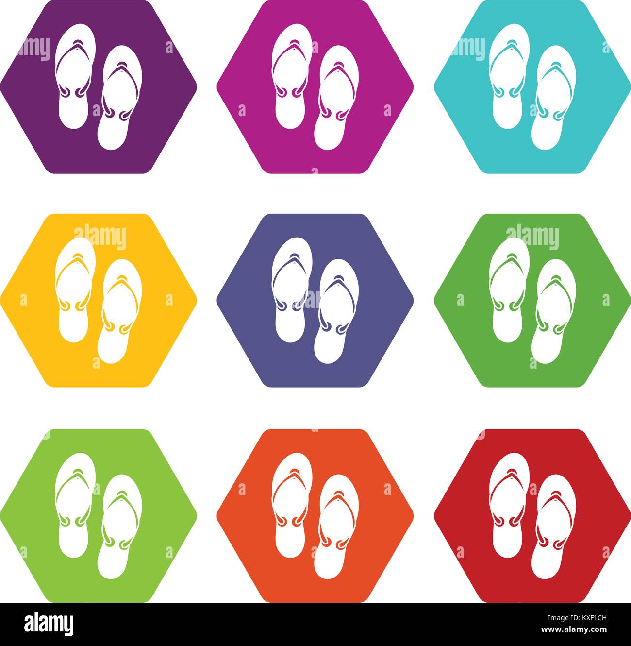 Flip flop sandals icon set color hexahedron Stock Vector Image & Art ...