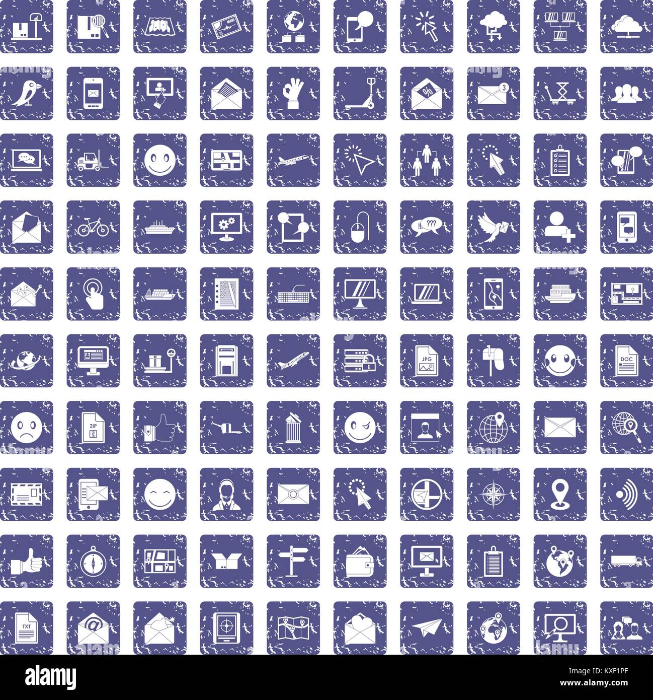 100 mail icons set grunge sapphire Stock Vector Image & Art - Alamy
