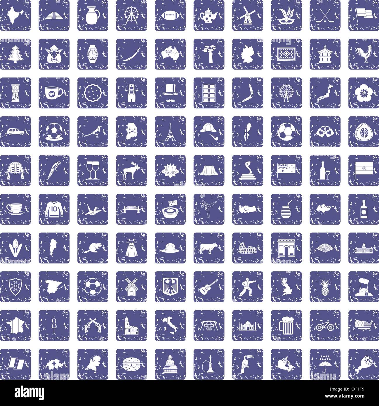 100 map icons set grunge sapphire Stock Vector Image & Art - Alamy