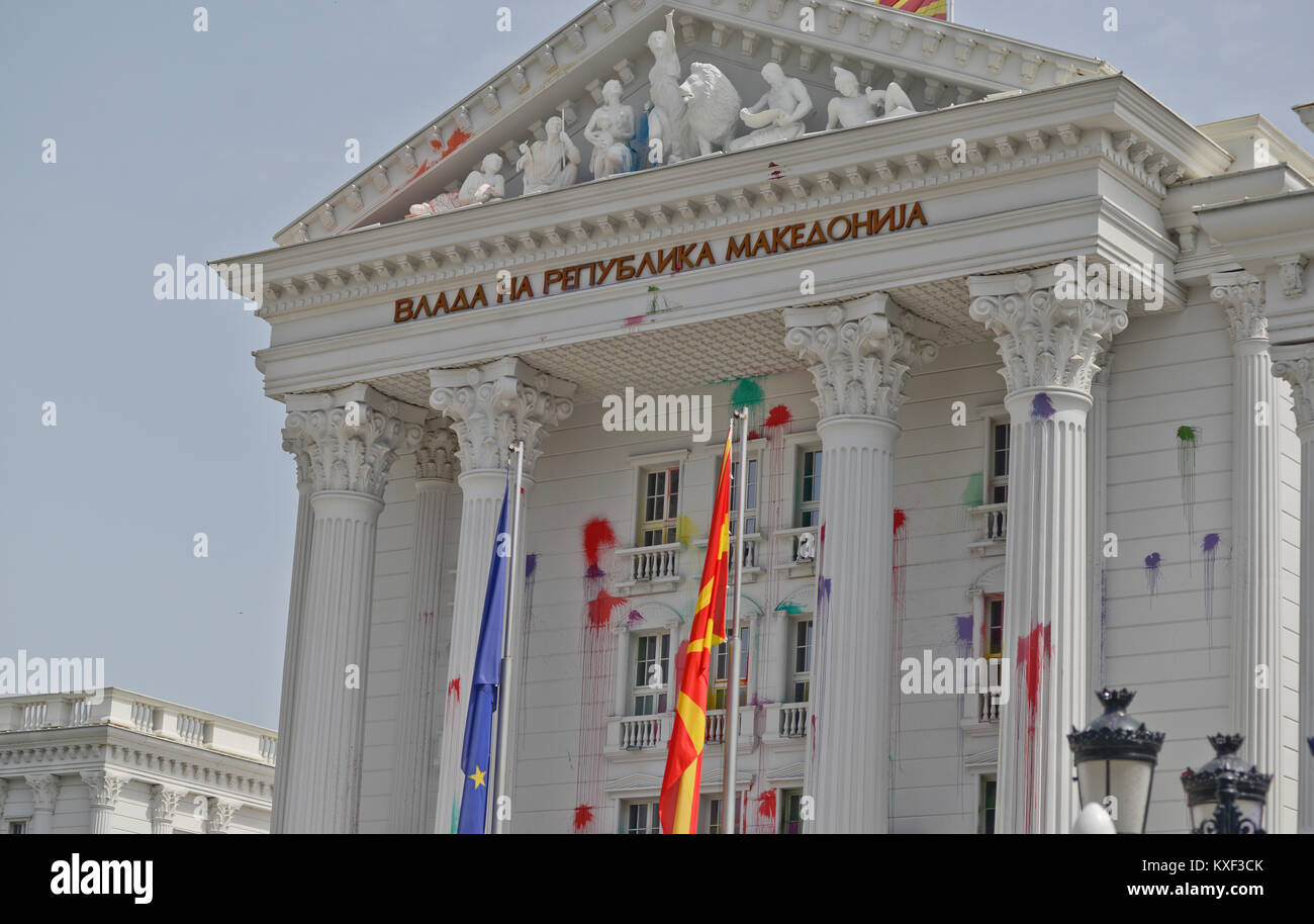 House of Government of Macedonia (Vlada Na Republika Makedonija), Skopje Stock Photo