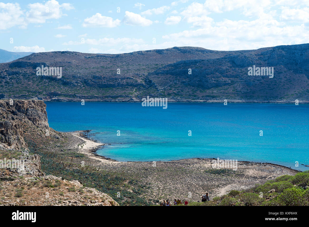 The view of the beach, the mountains and the sea. The island of Crete ...