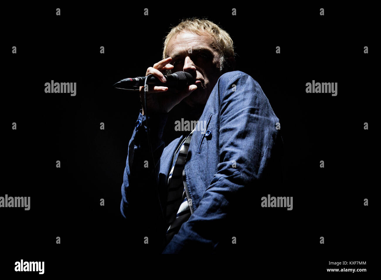 The British electronic music group Underworld performs a live concert at the Spanish music