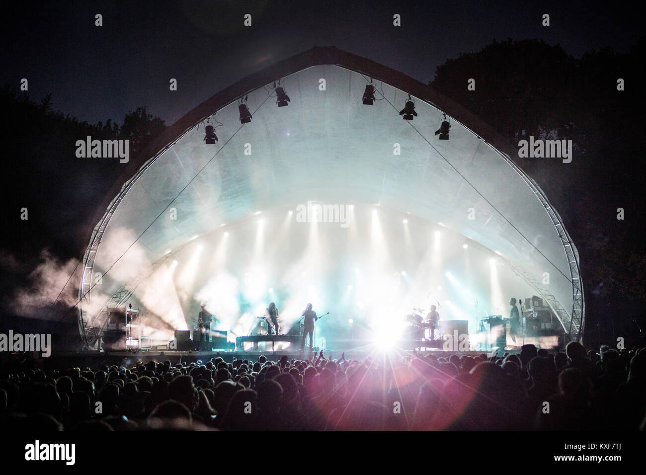 The alternative Danish rock band Mew performs a live concert at the Danish music festival