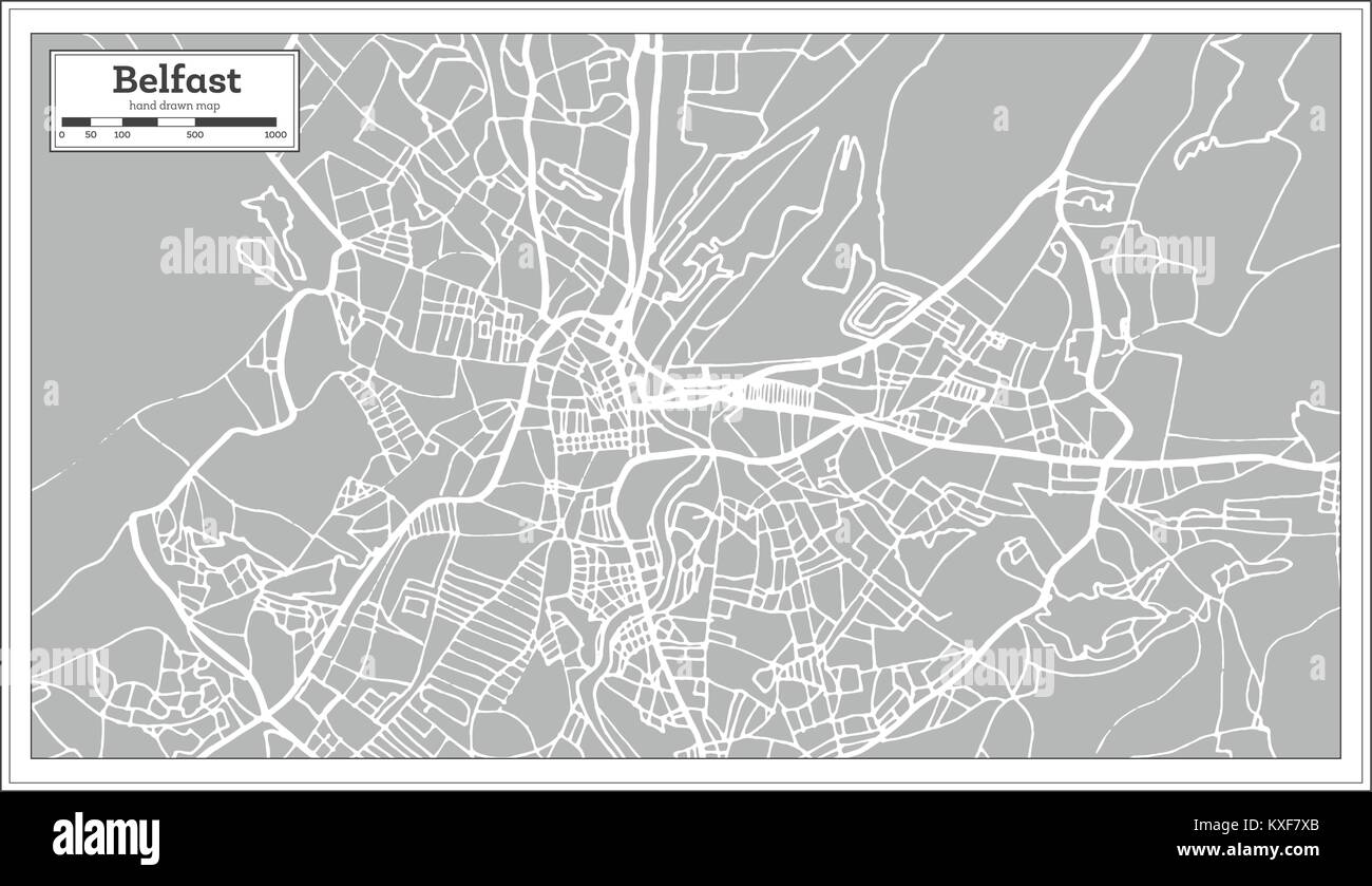 Belfast Ireland City Map in Retro Style. Outline Map. Vector Illustration. Stock Vector