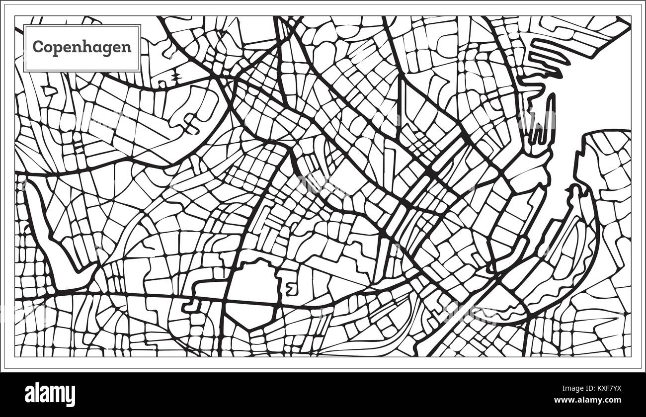 Copenhagen Map in Black and White Color. Vector Illustration. Outline Map. Stock Vector