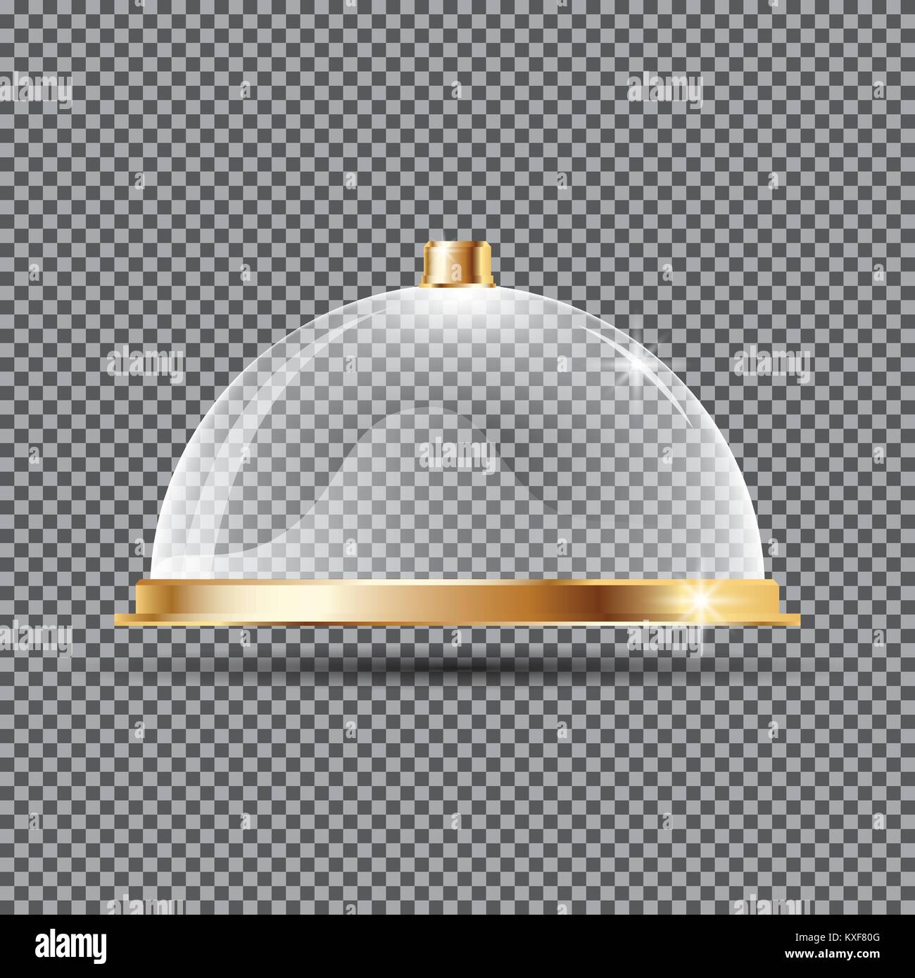 Glass Dome on Transparent Background. Vector Illustration. Empty Mock-up. Stock Vector