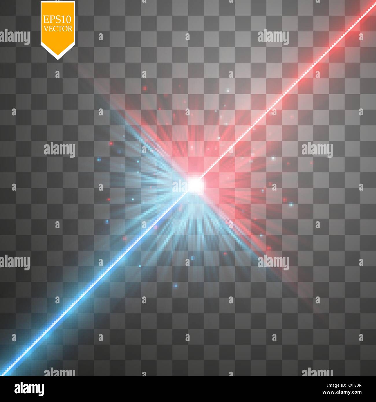Star clash and explosion light effect, neon shining laser collision  surrounded by stardust on transparent background. Expressive illustration,  technical innovation, shocking news or invention symbol Stock Vector Image  & Art - Alamy