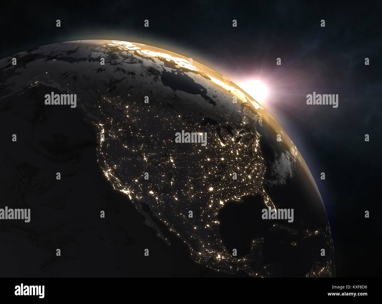 Realistic planet Earth in space Stock Photo - Alamy