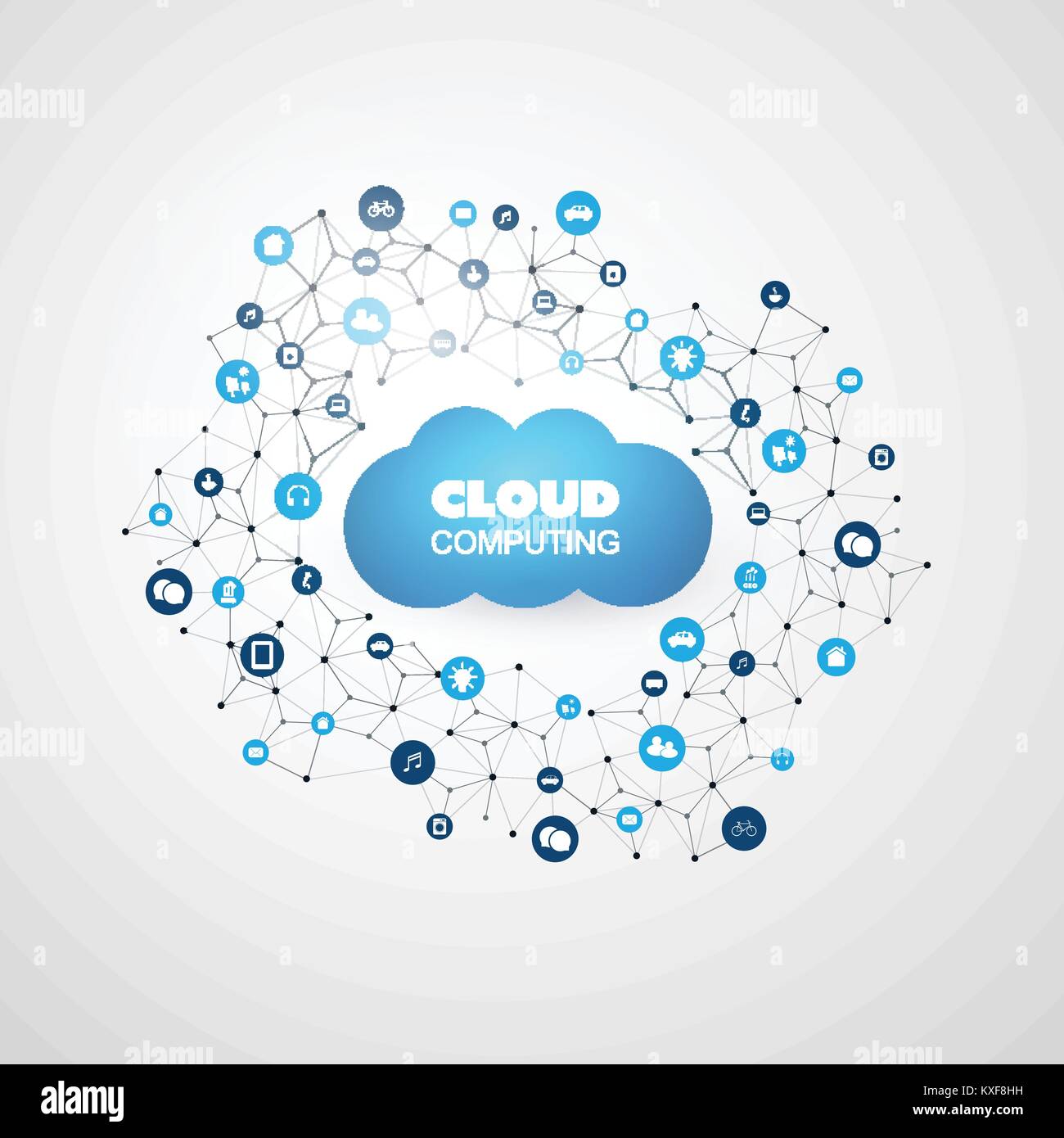 Cloud Computing Design Concept with Icons - Digital Network Connections ...