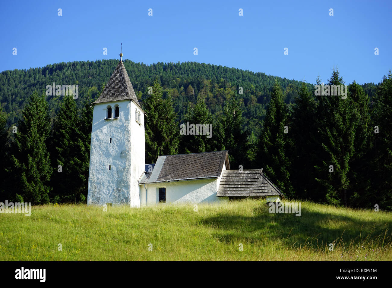 Old white stone church on the hill in Austria Stock Photo - Alamy