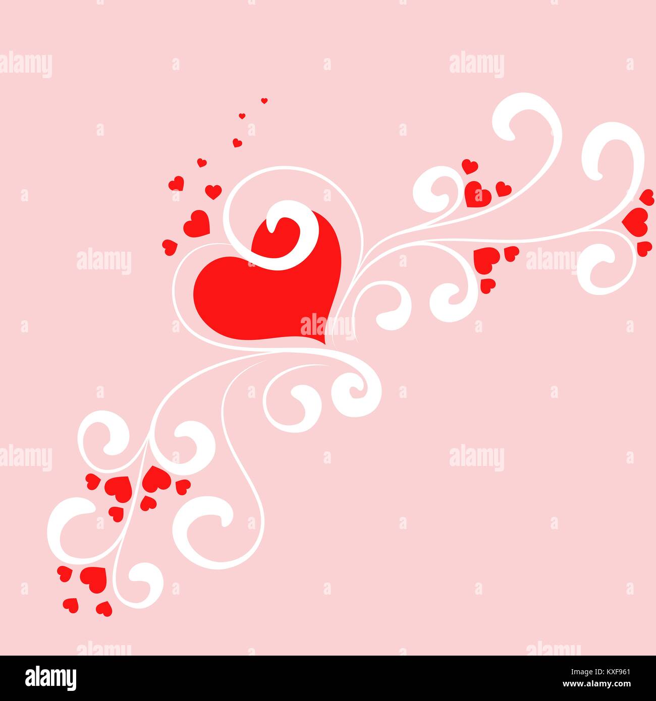 red heart with a white pattern on a pink background Stock Vector Image ...