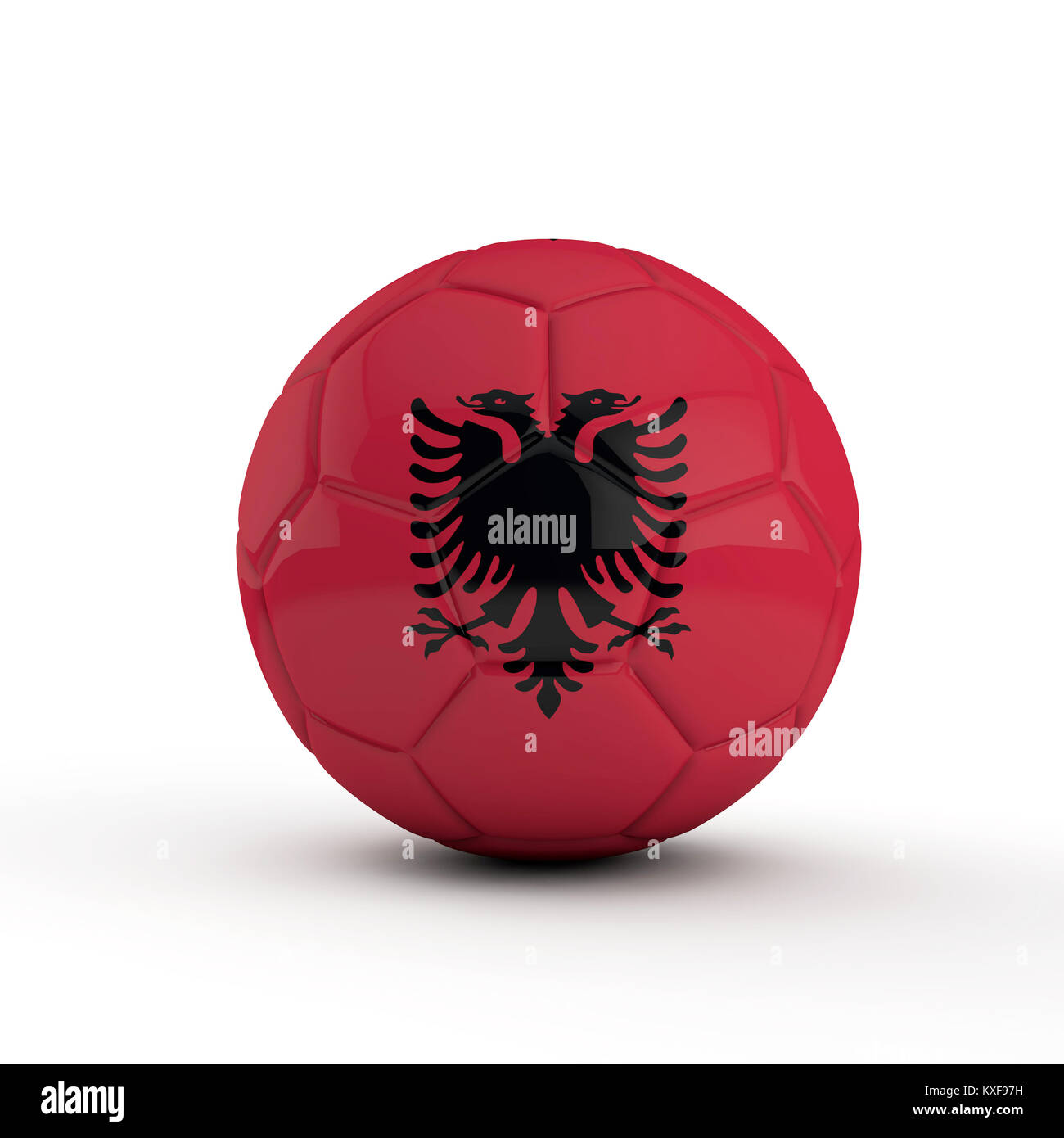 Albania flag soccer football against a plain white background. 3D