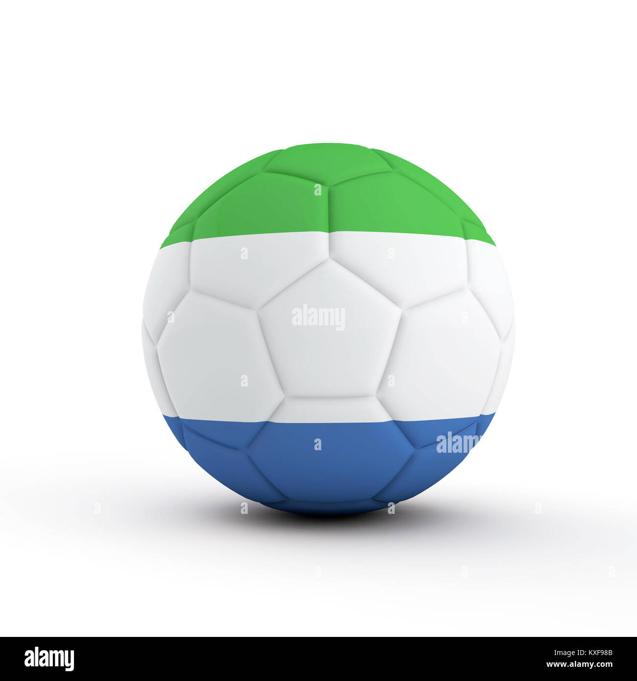 Sierra Leone flag soccer football against a plain white background. 3D