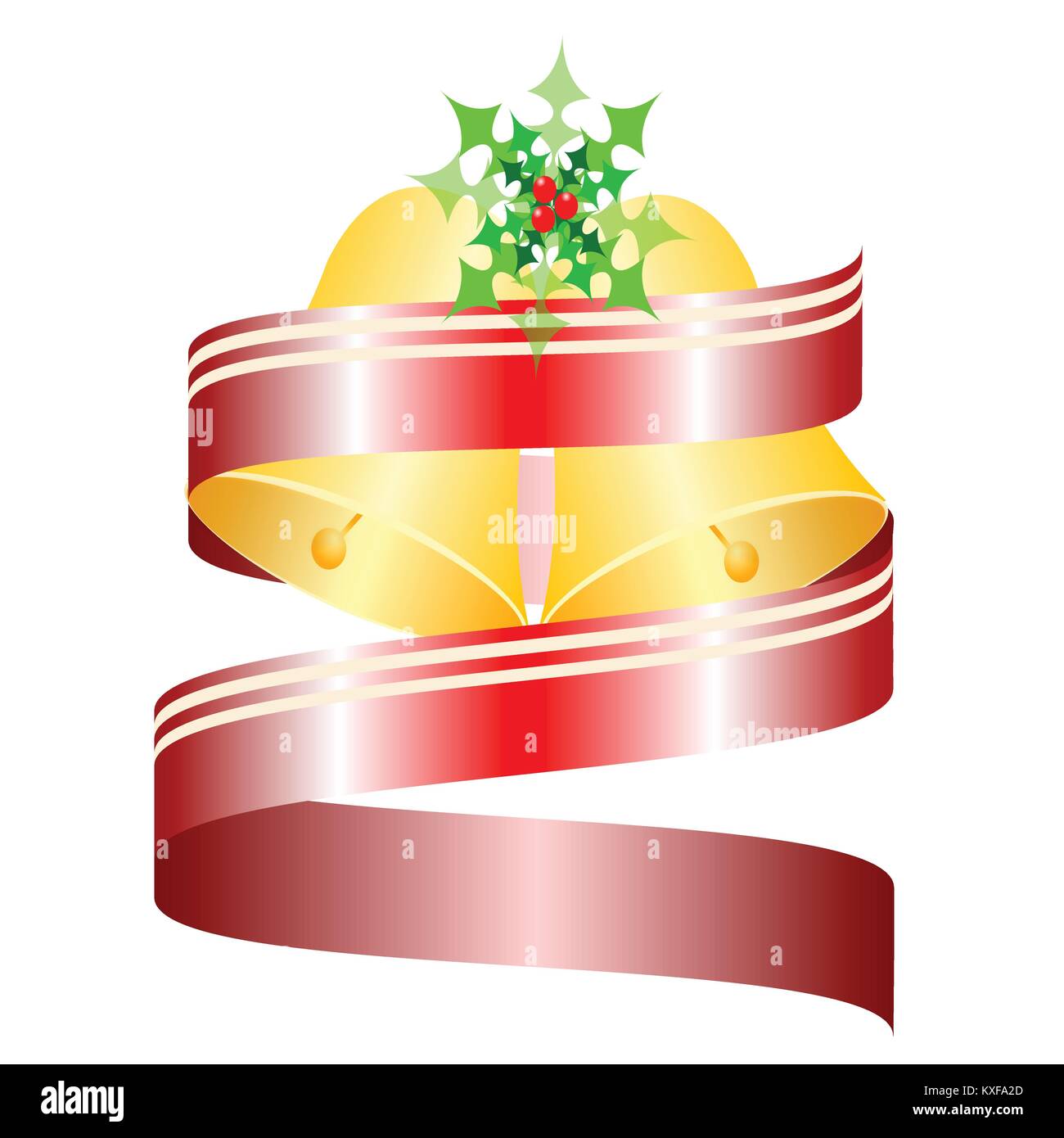 decorative Christmas bells with red ribbon vector illustration Stock ...