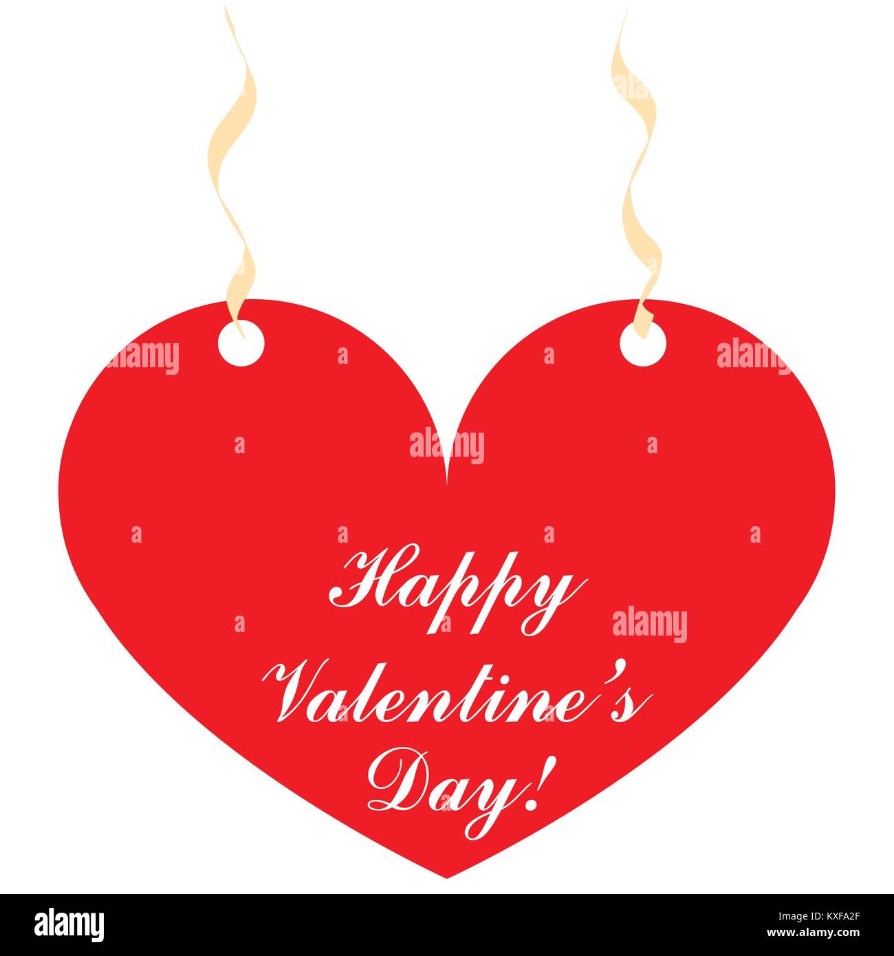 happy Valentines day card vector with red heart Stock Vector Image ...